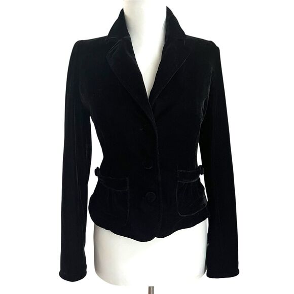 Y2K Forever Velvet Cropped Blazer S Fitted Retro Jacket Grunge Holiday Festival - Picture 2 of 12